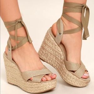 Lulu’s lace up espadrille wedges